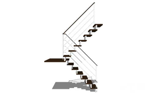 现代双跑平行楼梯草图大师模型，双跑平行楼梯sketchup模型免费下载