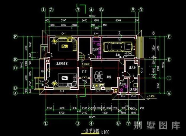 免费别墅全套cad图纸-一楼平面图