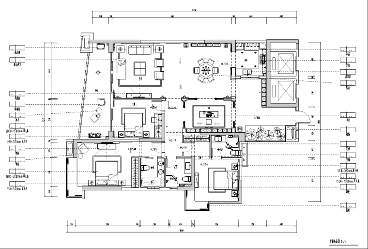 [广东]某中式风格样板房九游体育施工图及效果图