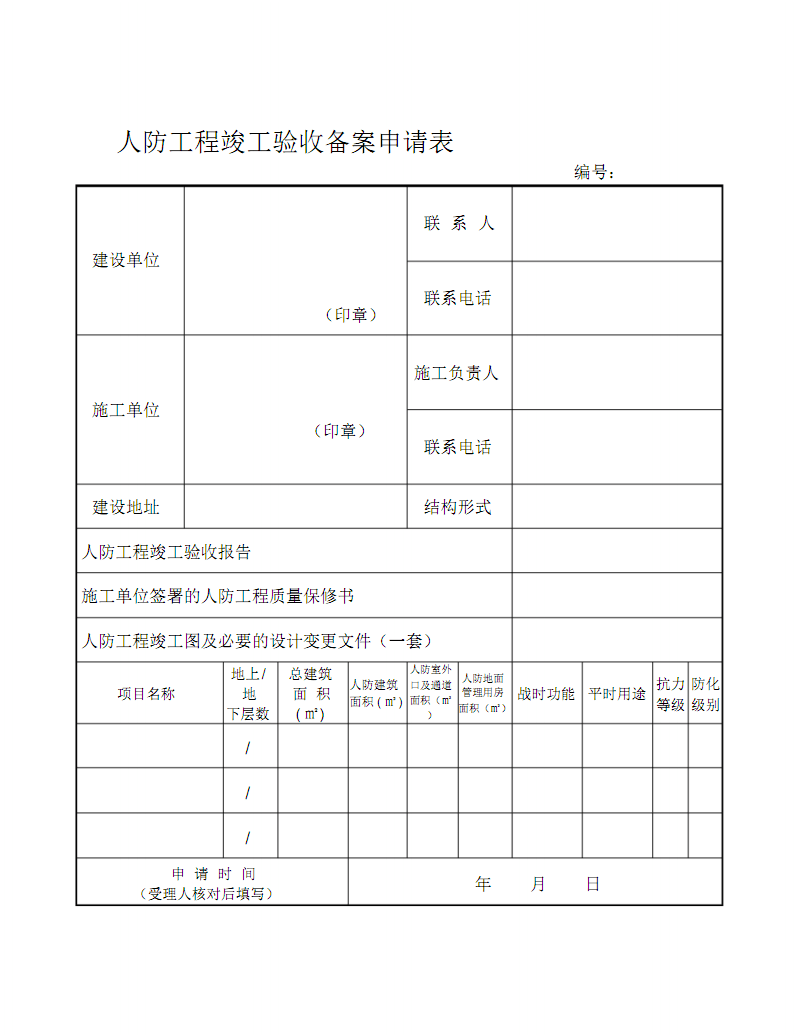 人防建筑装饰九游体育竣工自查表_人防竣工验收报告_装饰竣工资料