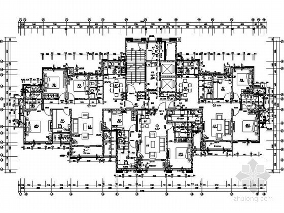 高层住宅一梯三户型图（156、120平方米）