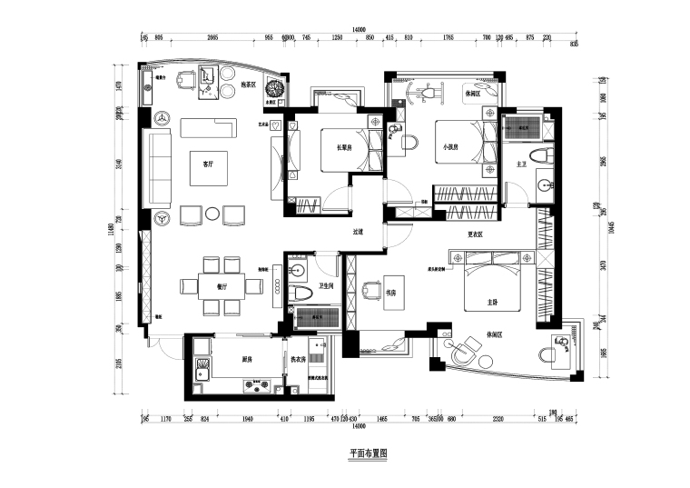 中式风格三居室住宅九游体育施工图+效果图