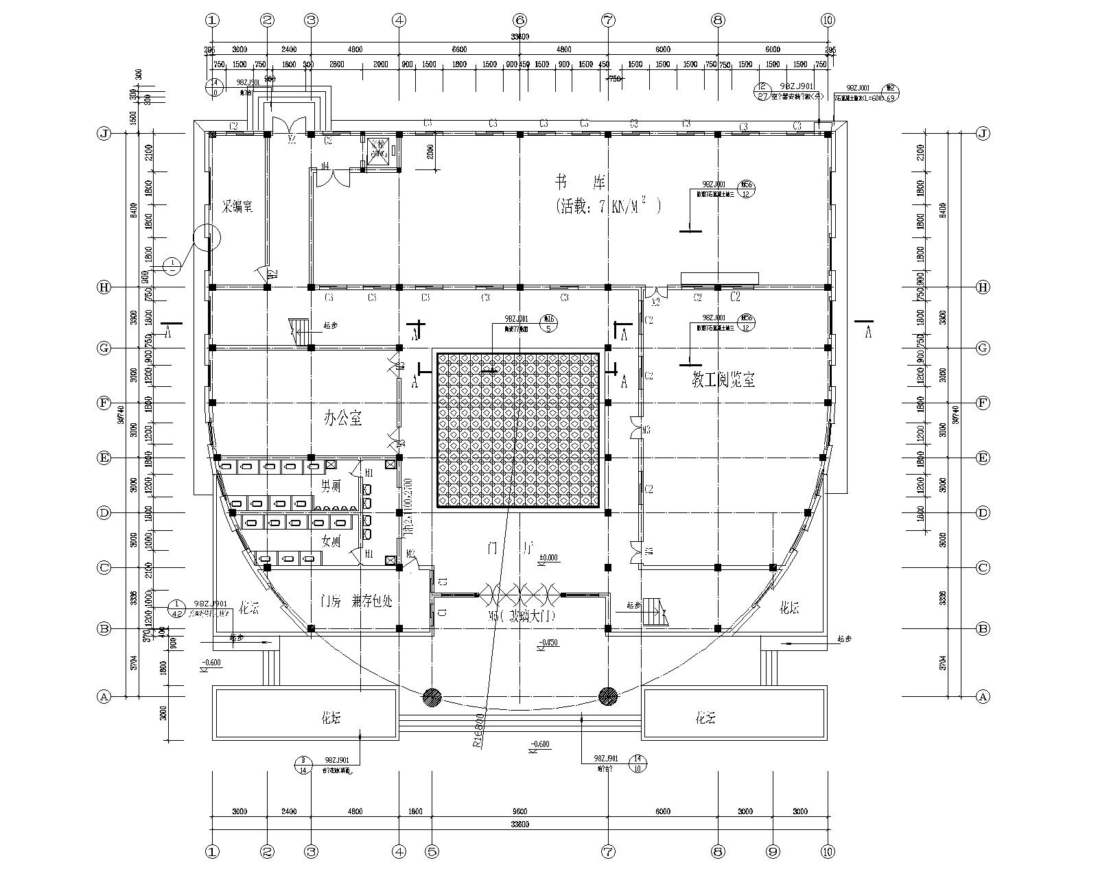 城建图书馆室内九游体育设计施工图（CAD）