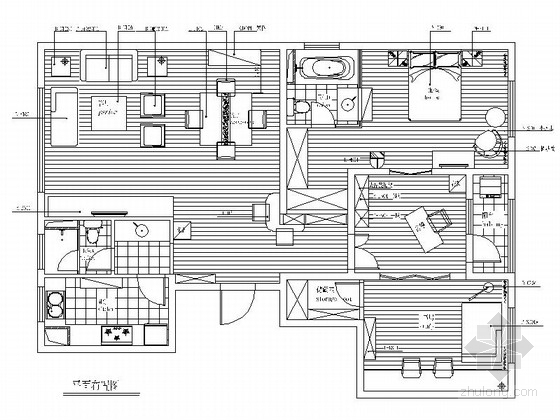 [苏州]东方现代简约三居室样板间CAD九游体育施工图（含高清实景图）