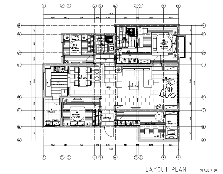 木质简约风三居室住宅设计施工图（附效果图）