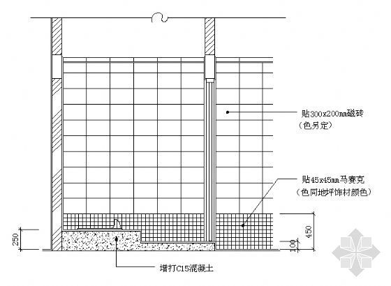 标准间浴厕墙面磁砖贴法示意图