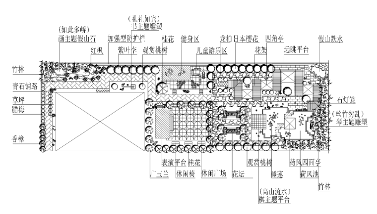 36套屋顶花园景观CAD平面图（各类型的屋顶花园）31-36