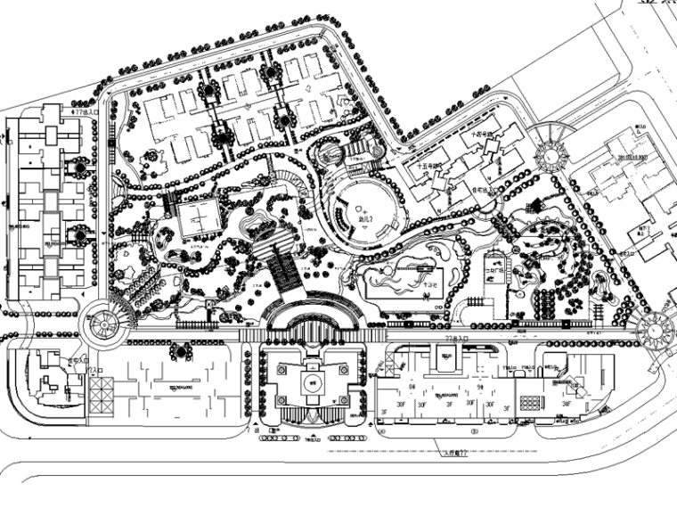 [重庆]加州城市花园景观CAD施工图（观景廊架，入口大门浮雕）