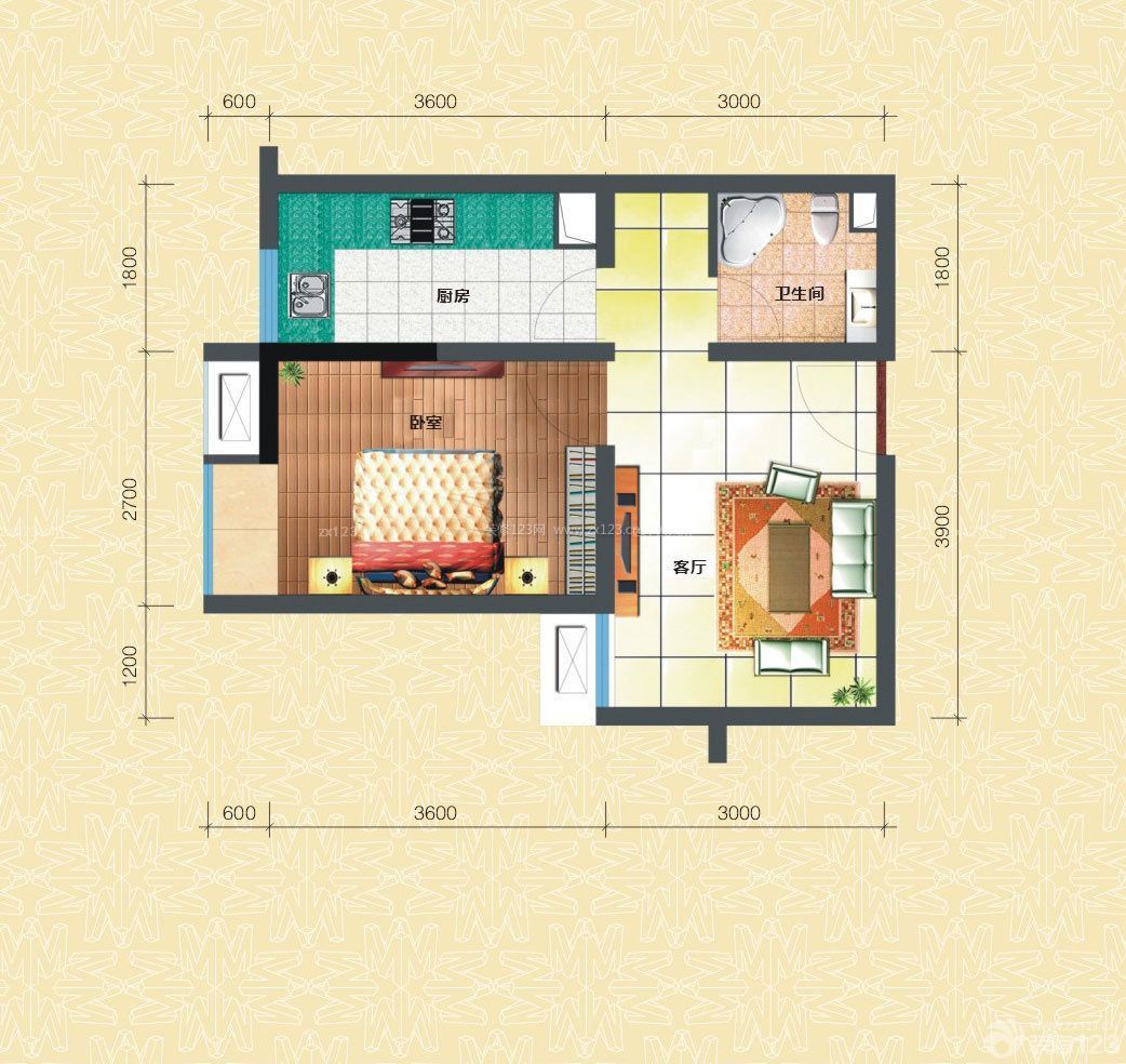 小户型住宅九游体育施工图_小户型九游体育户型图_小户型九游体育样板图