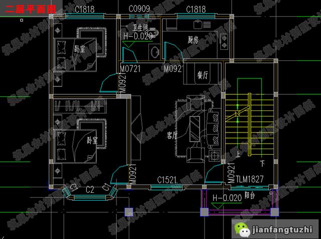 30万90平方米四层小户型6厅7卧农村自建房全套CAD施工图