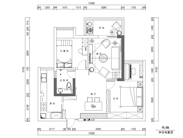 两居室小户型住宅九游体育全套施工图+效果图