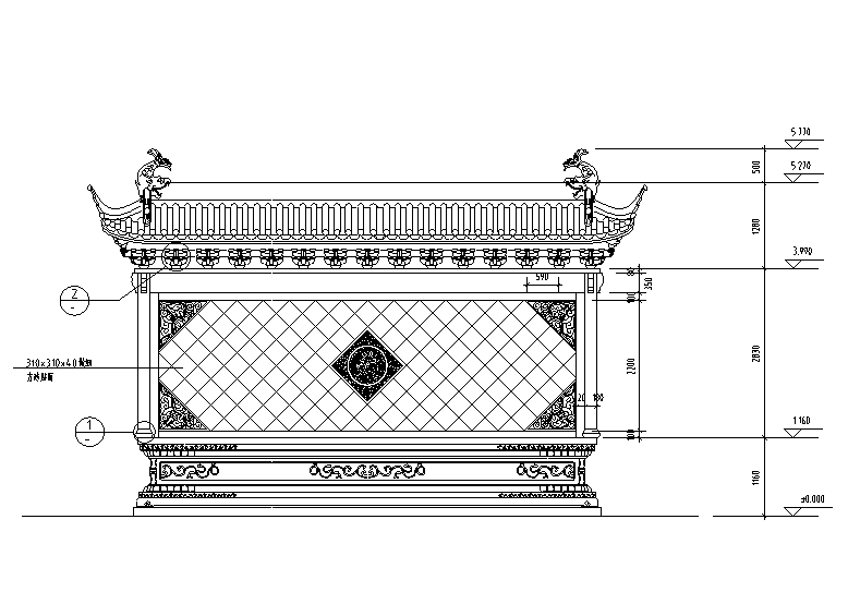 照壁设计建筑施工图（CAD）