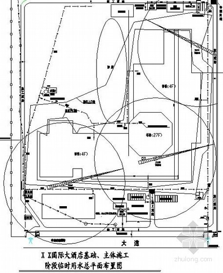 [中建]酒店工程施工现场临时用水平面布置图
