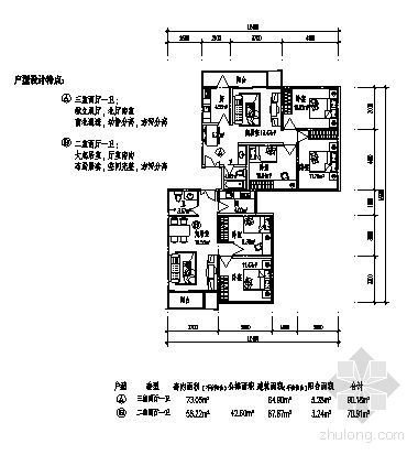 三室两厅一卫(90.38m2)