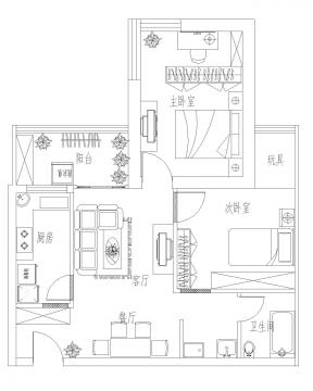 两室一厅 平面图 