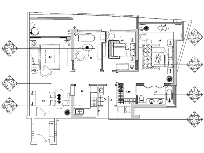 [海南]西班牙风格样板间室内装饰施工图（附效果图）