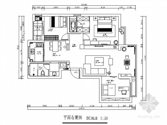 [吉林]经济技术开发区现代风格三居室样板间室内装饰施工图（含效果）