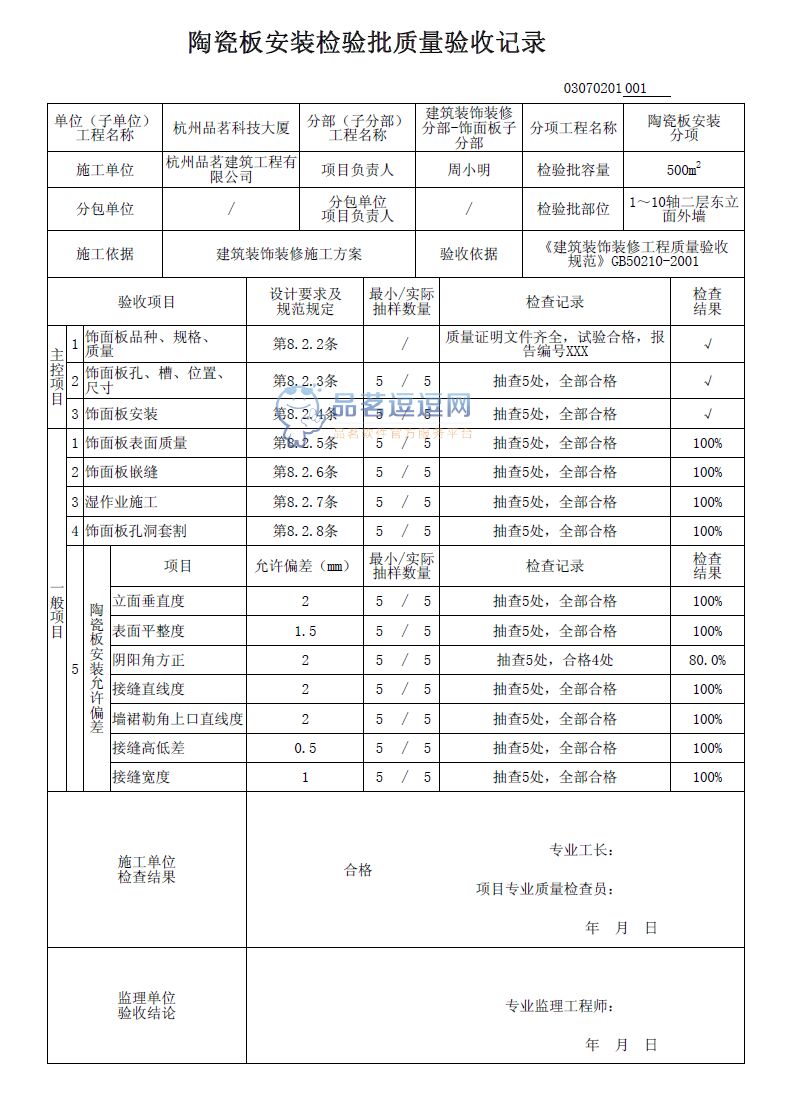 装饰竣工验收报告_建筑安装工程质量竣工资料实例_装饰九游体育工程质量竣工资料实例