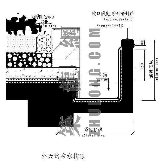 屋顶花园-- 外天沟防水构造