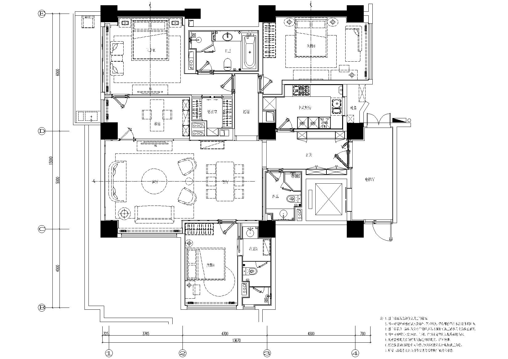 [上海]邱德光-东樱花苑C2户型施工图+效果图