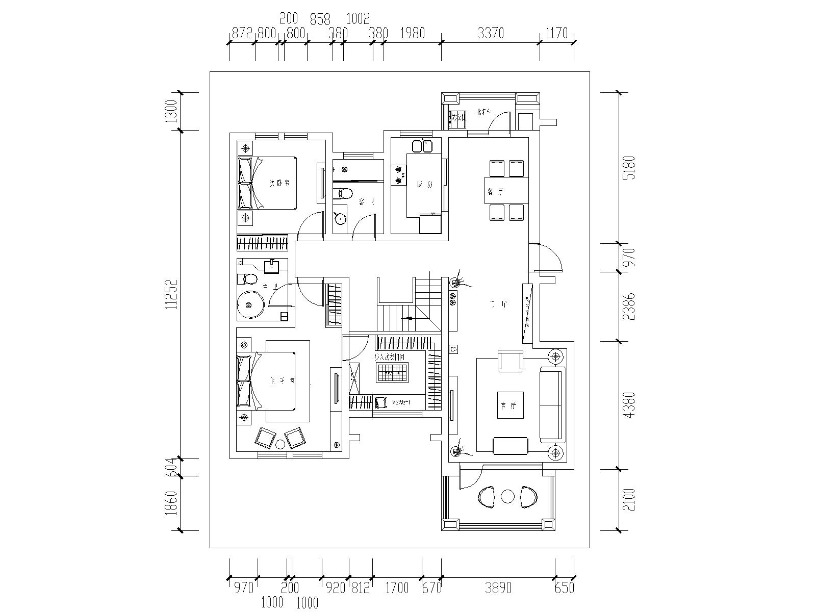 临沂现代简约风格三居室私人住宅施工图