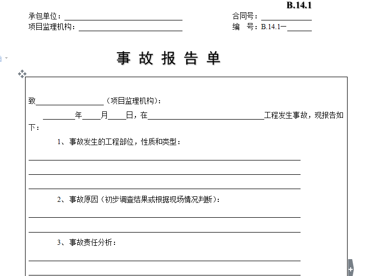 [B类表格]事故报告单