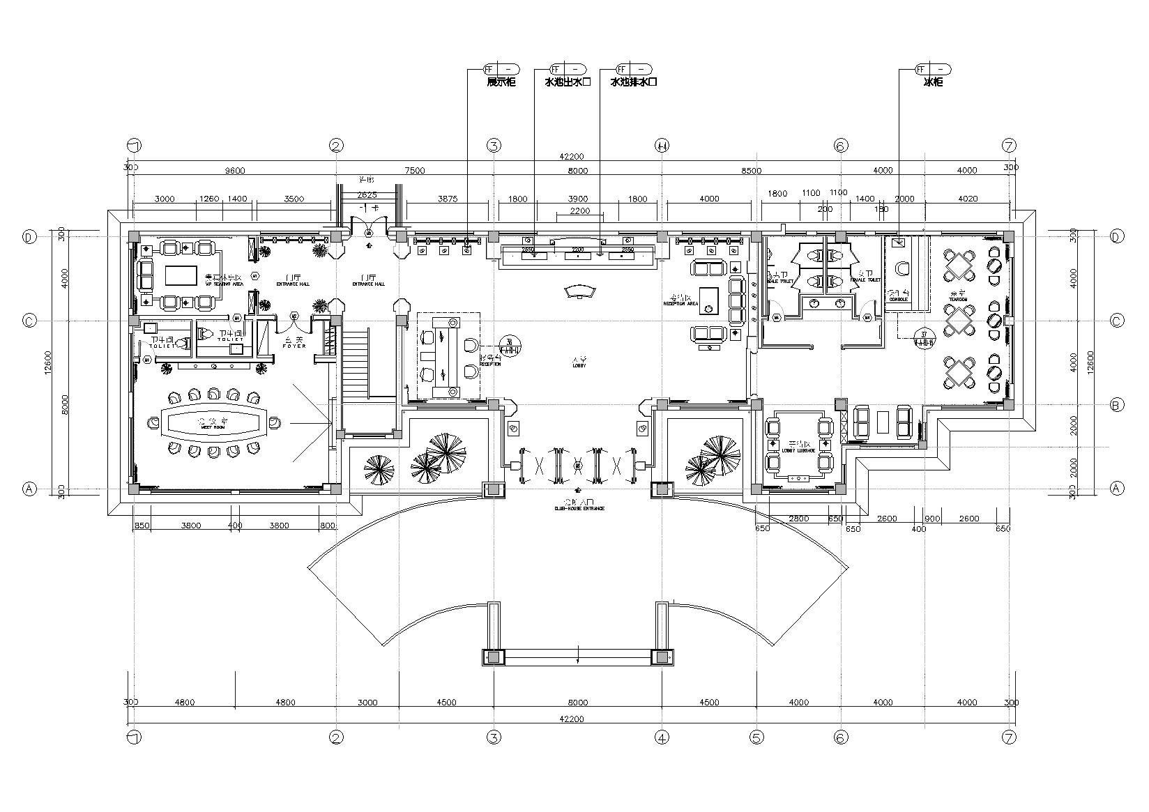 [重庆]天福山会所空间装饰施工图+效果图