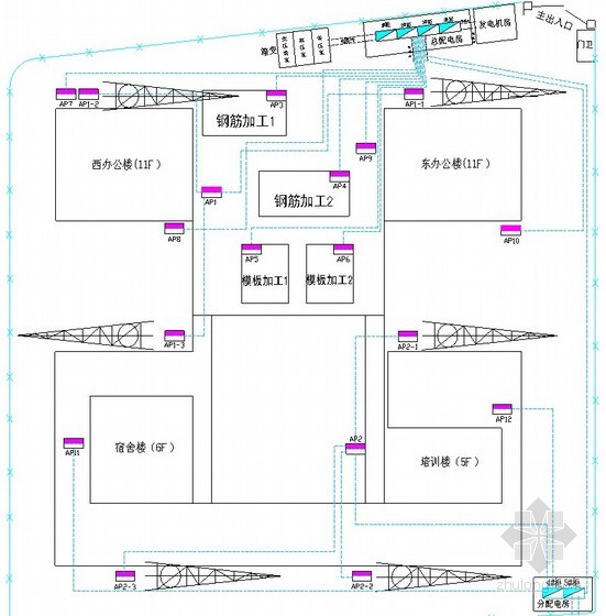 [陕西]办公楼临时用电施工方案（平面布置图）