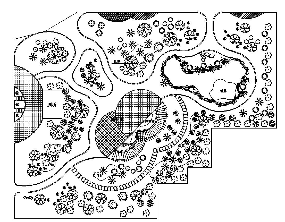 东山头村公园环境绿化施工图设计（CAD）