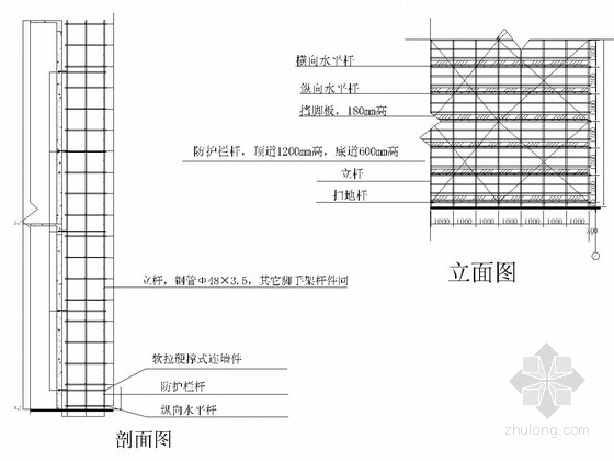 钢管落地脚手架cad图纸