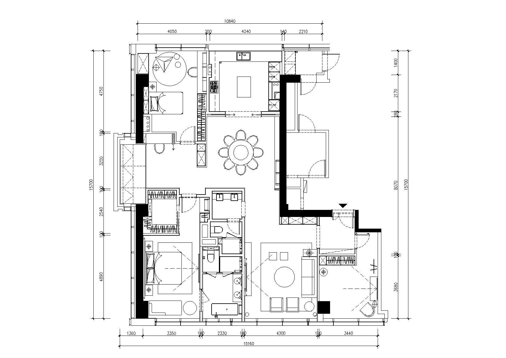 [浙江]-现代轻奢住宅样板间施工图+效果图