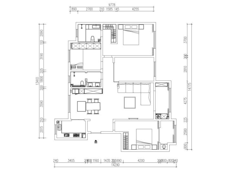 一套轻奢二居室住宅九游体育施工图+实景+3D模型