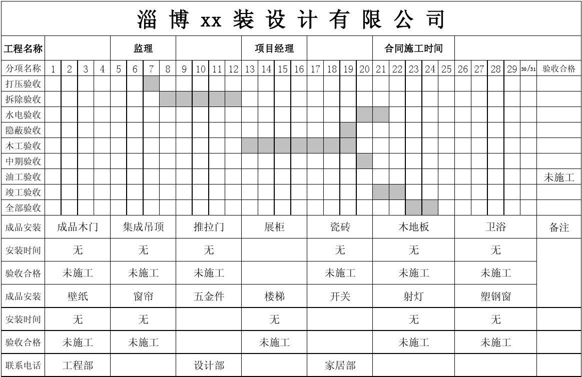 施工班组进度款申请表_家装九游体育流水施工进度表_施工材料进度计划