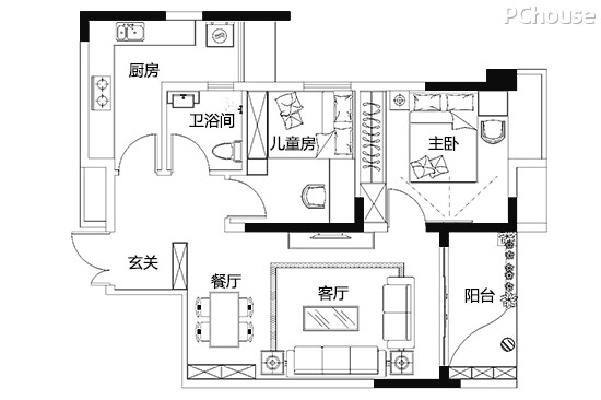 准妈咪为爱焕新家 82平美式混搭实用二居